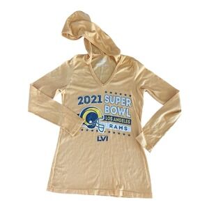 Majestic Threads Hoodie Women's Size Medium Heather Gold LA Rams 2021 Super Bowl